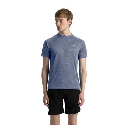 Trespass Men's Active Top Tp75 Leecana in DENIM BLUE MARL, Front view on mannequin