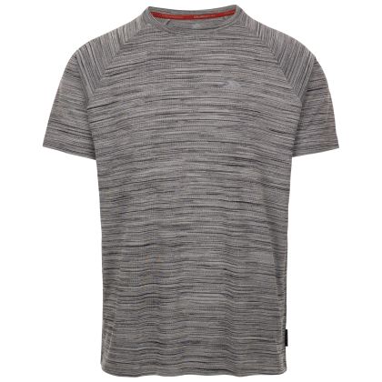 Trespass Men's Active Top Tp75 Leecana in GREY MARL, Front view on mannequin