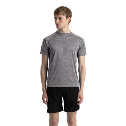 Trespass Men's Active Top Tp75 Leecana in GREY MARL, Front view on mannequin