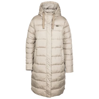 Womens Casual Coat Leyla in Vintage Khaki, Front view on mannequin