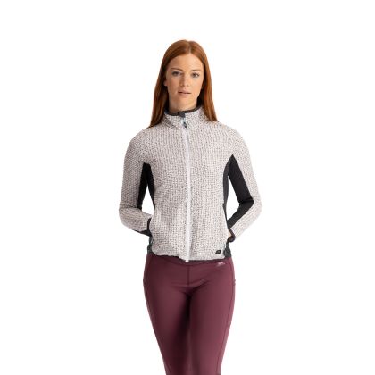 Liggins Women's Fleece in Light Grey, Front view on mannequin