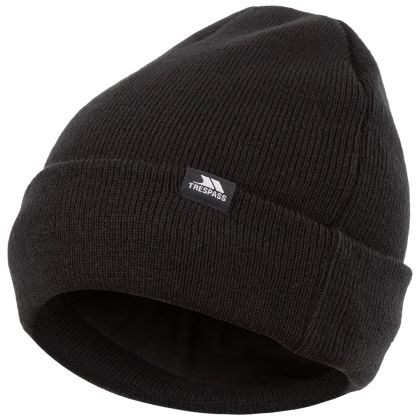 Adults Beanie Hat Littlebrook in BLACK, Hat at angled view