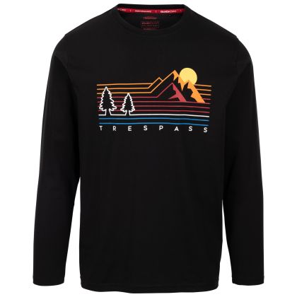Mens Casual Printed Top Macley in Black, Front view on mannequin