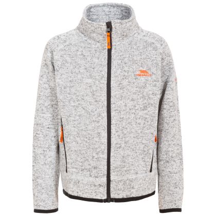 Mario Kids' Full Zip Fleece Jacket in Light Grey, Front view on mannequin