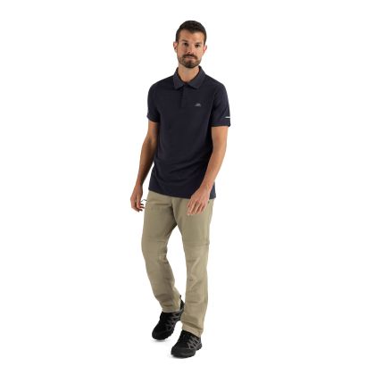 Mens Active Polo Shirt Mckay In Dark Flint Marl, Front view on mannequin