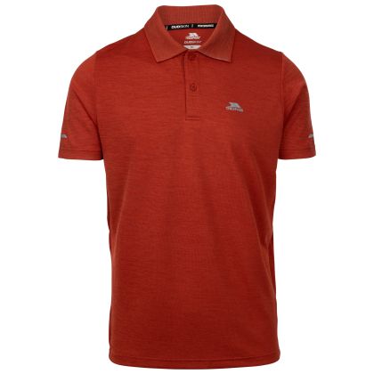 Mens Active Polo Shirt Mckay in Burnt Sienna Marl, Front view on mannequin