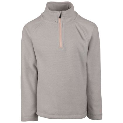 Trespass Girl's Fleece Jacket Meadows in PALE GREY, Front view on mannequin