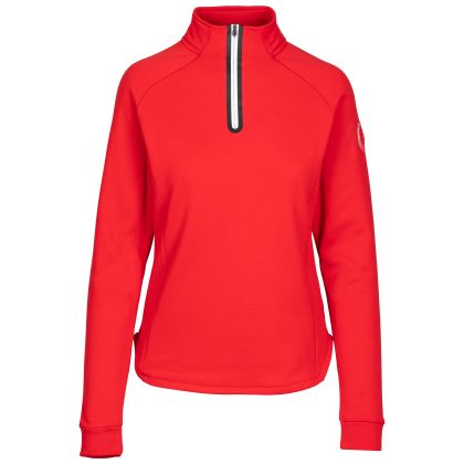Trespass Womens Long Sleeve Top Mhairi in Red, Front view on mannequin