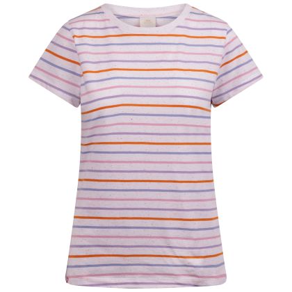 Womens Round Neck Casual Top Michaela in White Multi Stripe