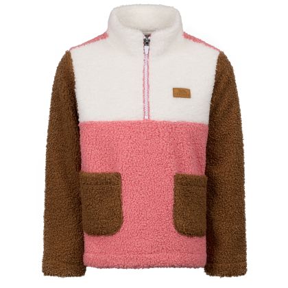 Kids Half Zip Fleece Mitta in Peachpink