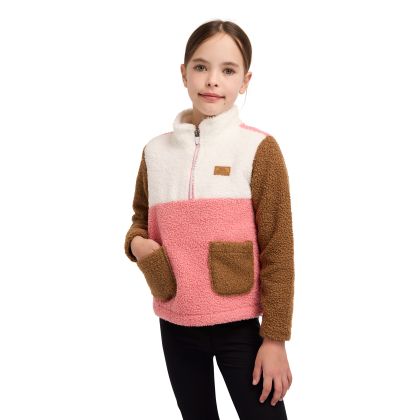 Kids Half Zip Fleece Mitta in Peachpink