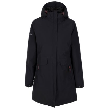 Trespass Women's Waterproof Jacket TP75 Modesty in BLACK, Front view on mannequin