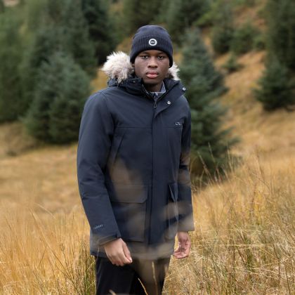 Mens Waterproof Jacket Mullan in Black, Front view on mannequin