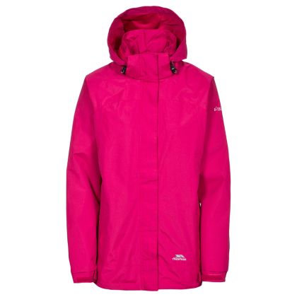 Trespass Womens Waterproof Jacket Nasu II in Pink, Front view on mannequin