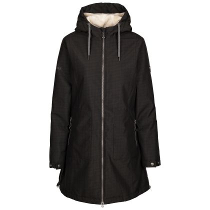 Womens Waterproof Coat Tp50 Neeska in Black, Front view on mannequin