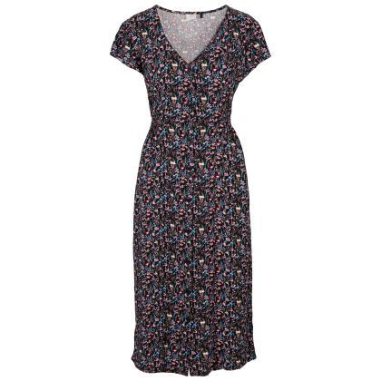 Trespass Women's Casual Dress Nia in Damson tone floral print, Front view on mannequin