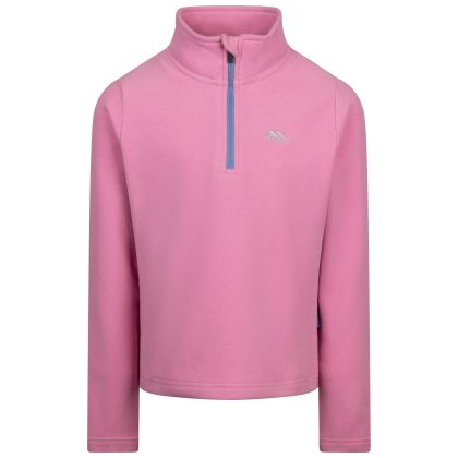 Kids Half Zip Fleece Nollan in Sweetpink, Front view on mannequin