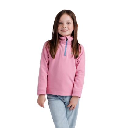 Kids Half Zip Fleece Nollan in Sweetpink, Front view on mannequin