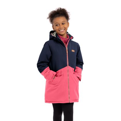 Trespass Kids Waterproof Jacket Oleta in Strawberry, Front view on mannequin