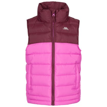 Trespass Kids Gilet Oskar in Fig, Front view on mannequin