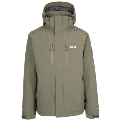 Men's DLX Waterproof Jacket Oswarm in IVY, Front view on mannequin