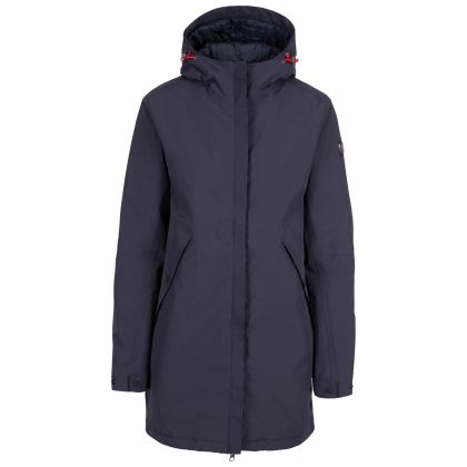 Trespass Women's Waterproof Jacket TP75 Overcast in NAVY, Front view on mannequin