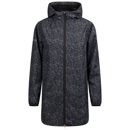 Womens Hooded Waterproof Jacket Parched in Black Print
