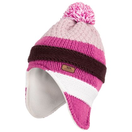 Trespass Unisex Kids Hat Perry in Pink, Hat at angled view