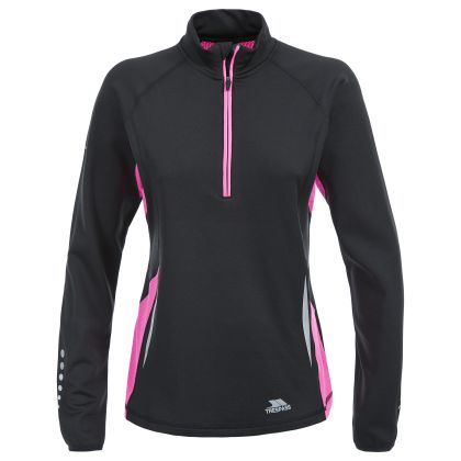 Persin Womens 1/2 Zip Quick Dry Long Sleeve Active Top in Black