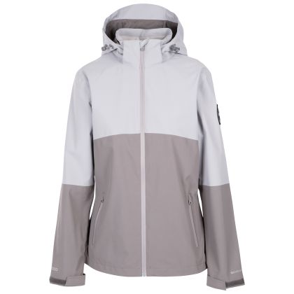 DLX Women's Waterproof Jacket Quincy in PLATINUM, Front view on mannequin