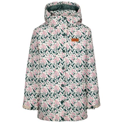 Trespass Kids Waterproof Jacket Rainstone in Cream, Front view on mannequin