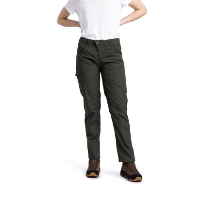 Female Walking Trousers Rambler in Mossy green, Front view on mannequin