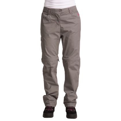 Rambler Women's Zip Off Cargo Trousers in Grey, Back view on model