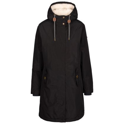 Womens Waterproof Jacket Tp50 Reminder in Black, Front view on mannequin