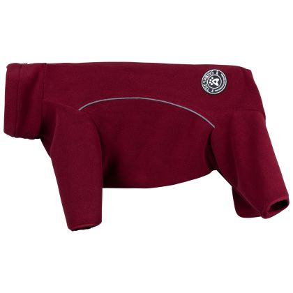 Fleece Dog Jacket Rickie - DARK CHERRY XL, Front view on mannequin