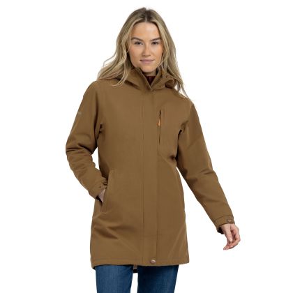 Womens Fleece Lined Waterproof Jacket TP50 Risha in Mulberry, Front view on mannequin