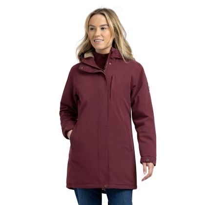 Womens Fleece Lined Waterproof Jacket TP50 Risha in Mulberry, Front view on mannequin
