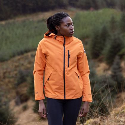 Womens Waterproof Jacket Robina in Amberglow, Front view on mannequin
