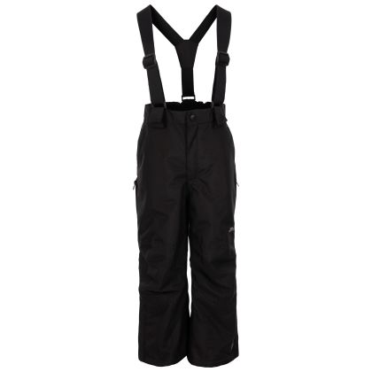 Trespass Kids Ski Trousers Rumi in Black, Front view on mannequin