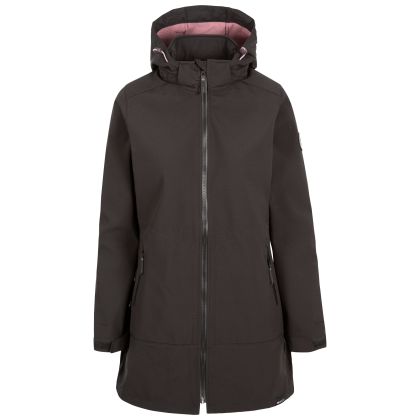 Trespass Women's DLX Eco Softshell Jacket Samantha in BLACK, Front view on mannequin