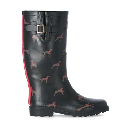 Samira Women's Printed Wellies in Black, Outside view of footwear
