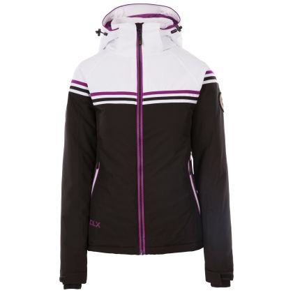 Trespass Women's DLX Ski Jacket Sharla in BLACK, Front view on mannequin