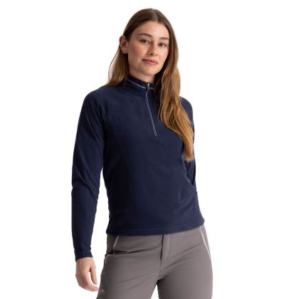 Trespass Womens 1/2 Fleece Skylar in NAVY/RED, Front view on mannequin