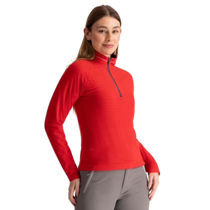 Trespass Womens 1/2 Fleece Skylar in RED, Front view on mannequin