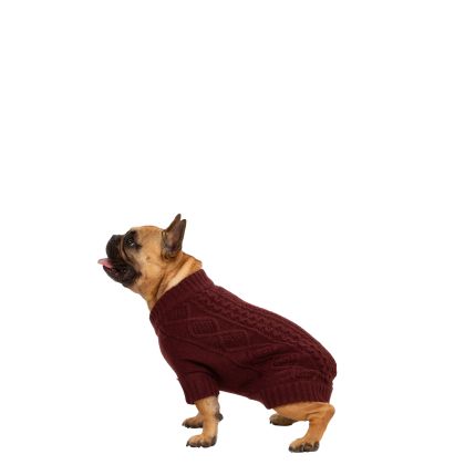 Trespaws Dog Jumper Snowhound - MERLOT S, Front view on mannequin