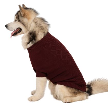 Trespaws Dog Jumper Snowhound - MERLOT XL, Front view on mannequin