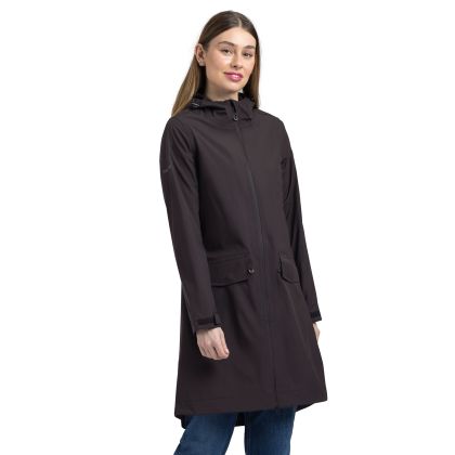 Womens Softshell Waterproof Jacket Sponsor In Black, Front view on mannequin
