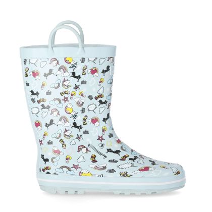 Starryton Kids Wellies in Green, Outside view of footwear