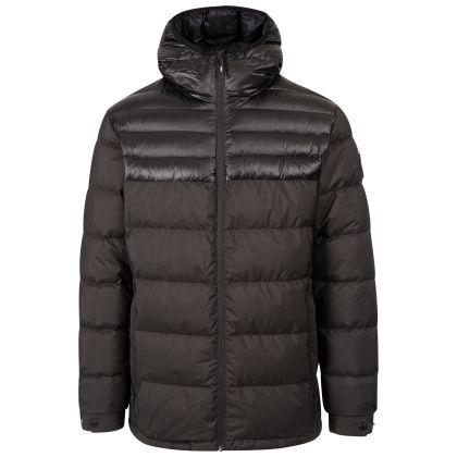 Trespass Men's Down Jacket Tacker in BLACK, Front view on mannequin