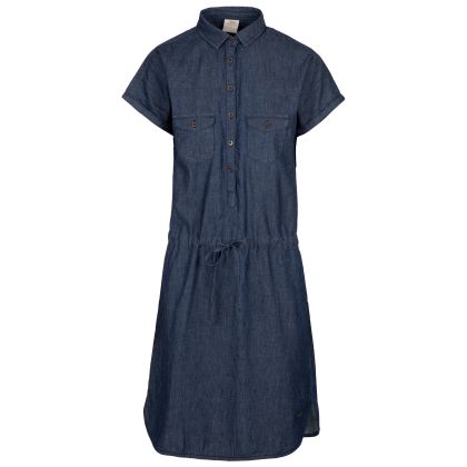 Trespass Talula Women's Short Sleeve Dress in Navy chambray, Front view on mannequin